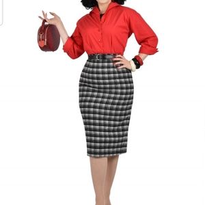 Vivien of Holloway Pencil Skirt Check Darl Grey